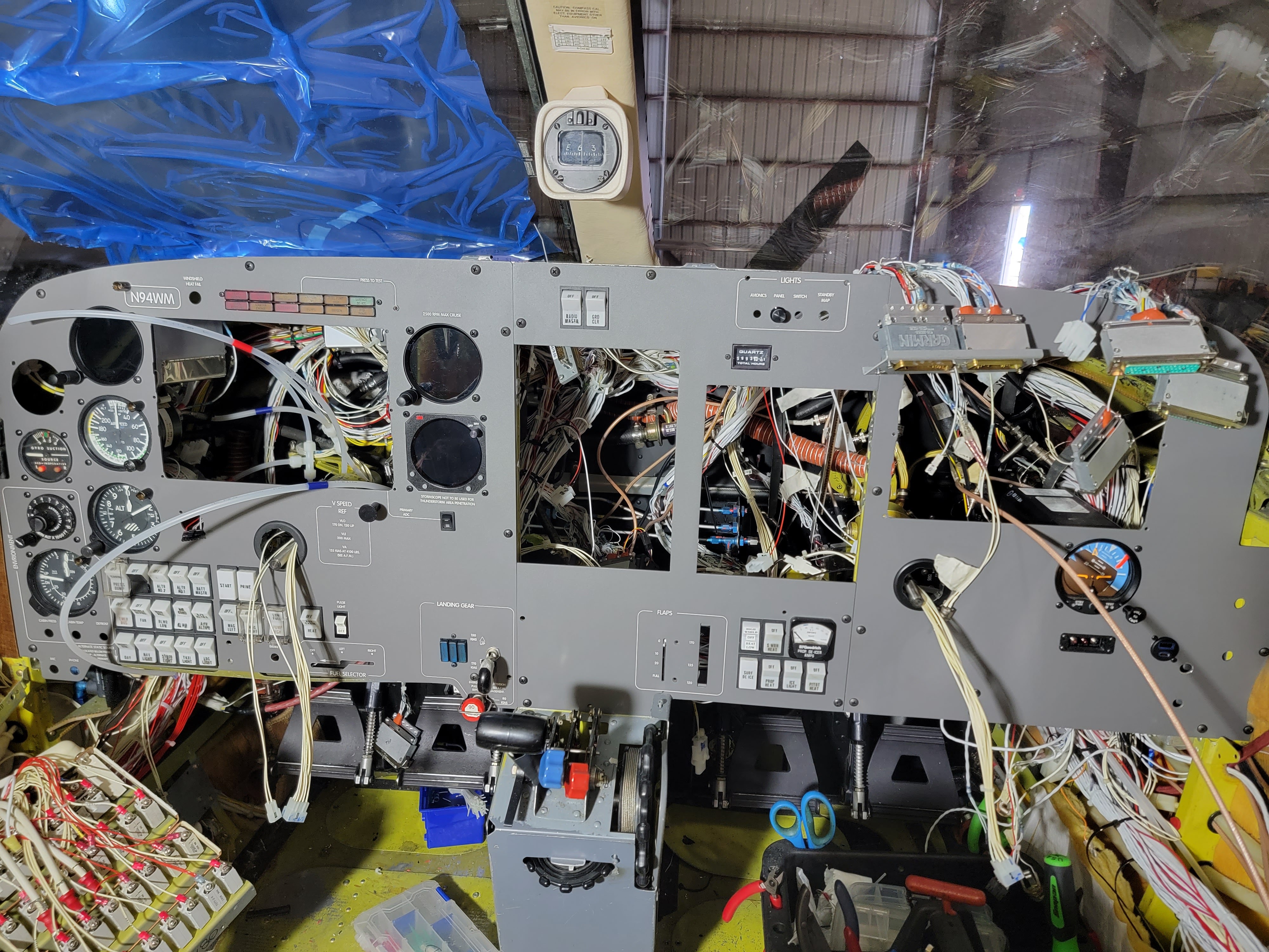 airplane with access panels removed