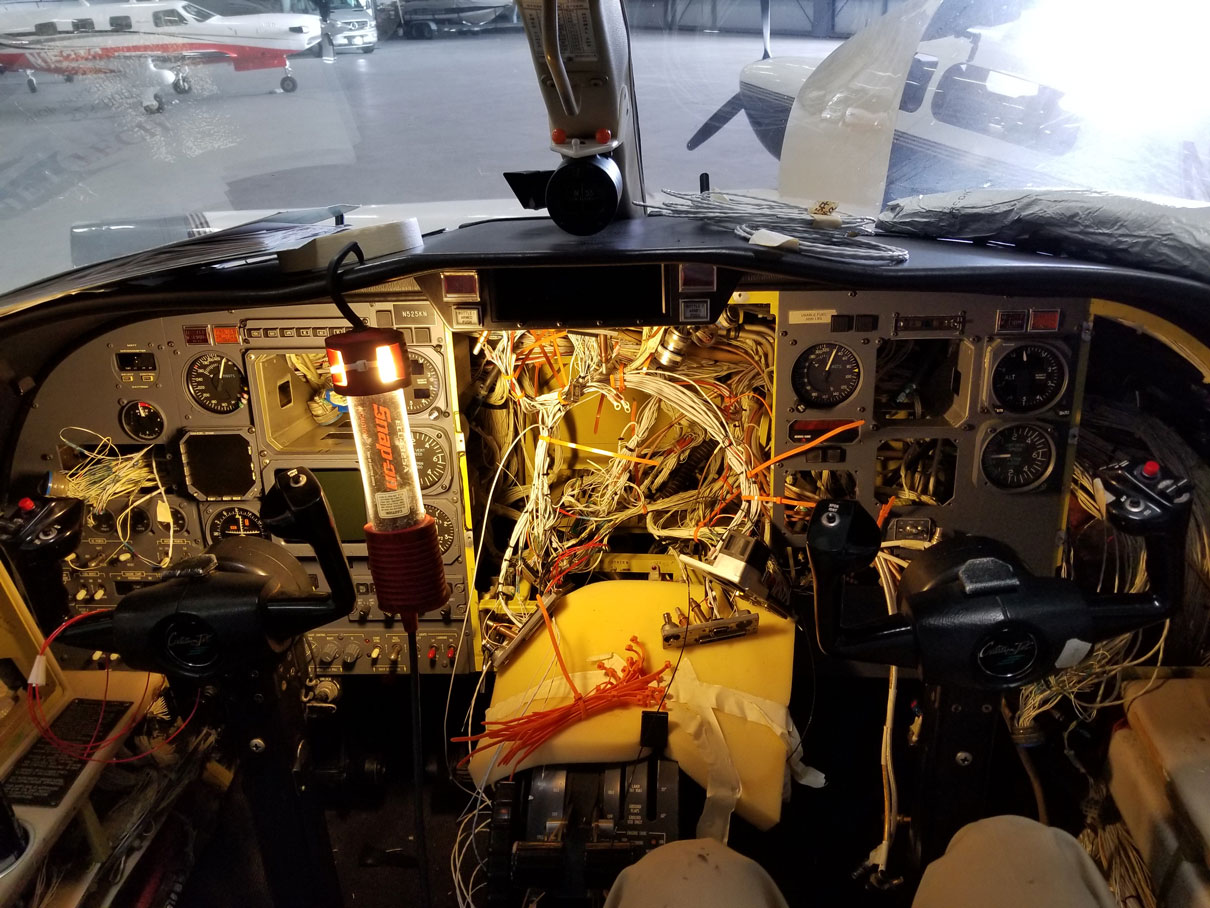 airplane interior panel removed for wiring