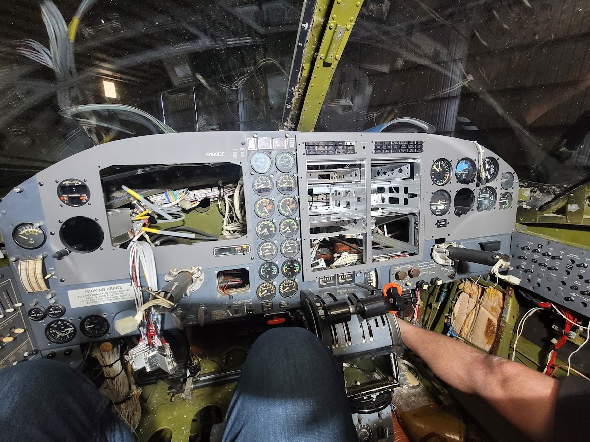 airplane with exposed wiring