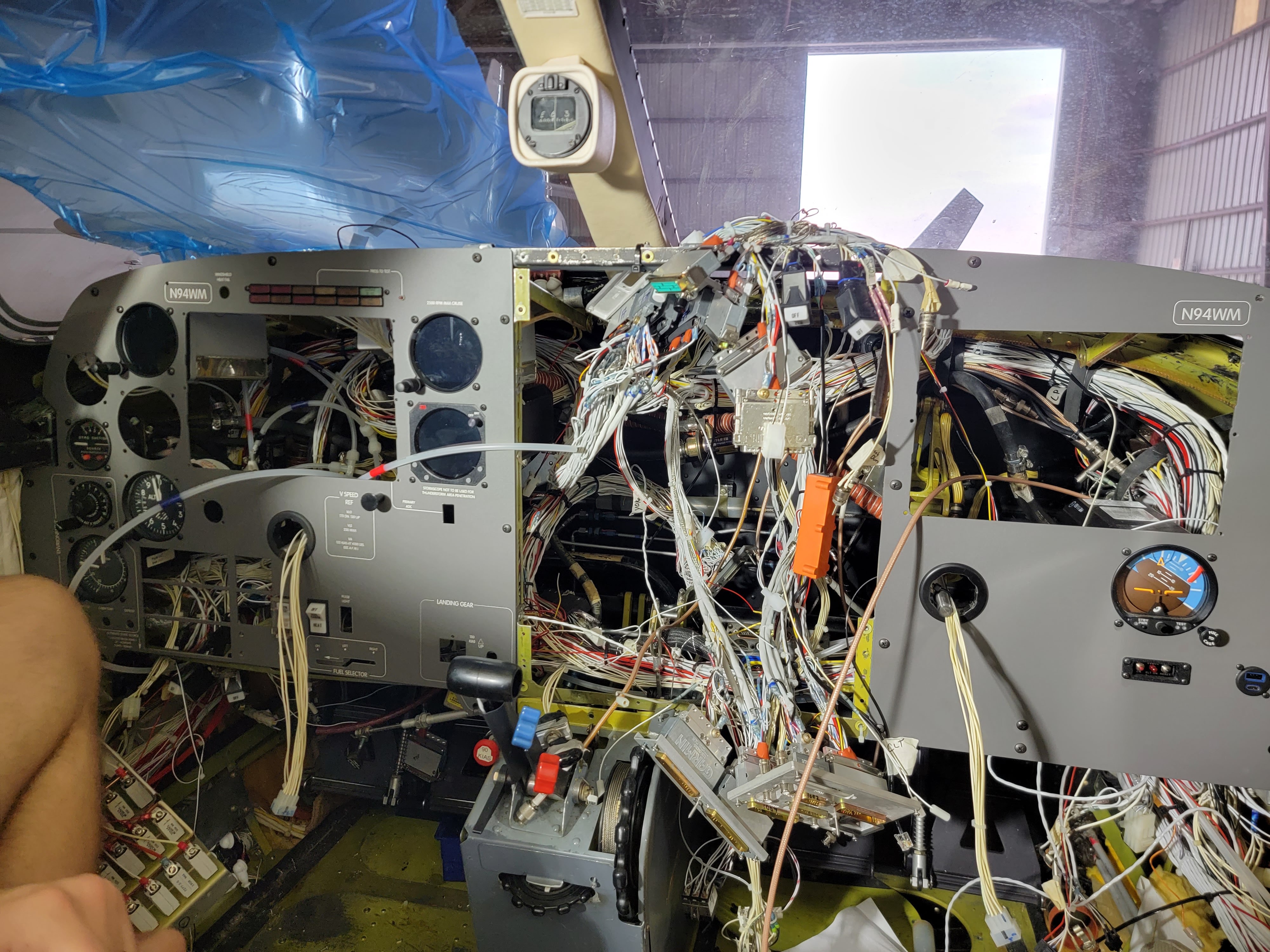 airplane panel removed for inspection