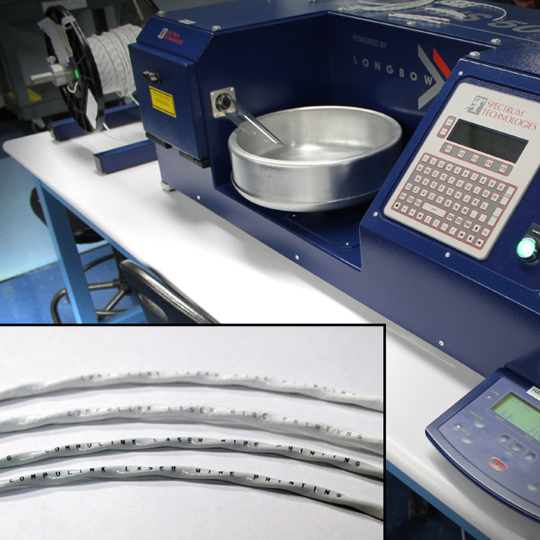 Image of precision laser wire marking being performed.